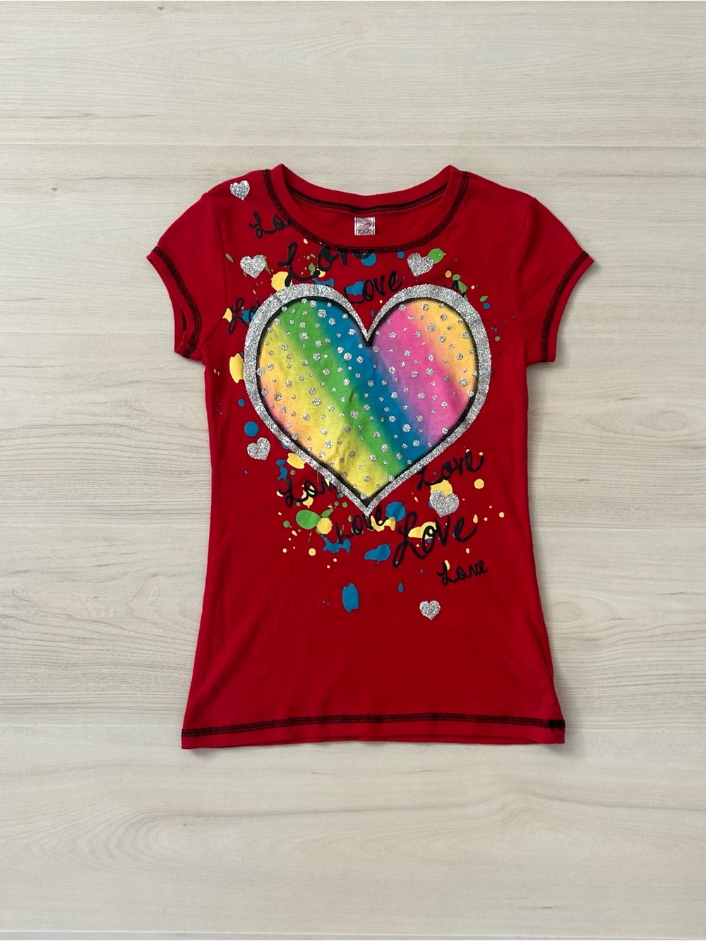 red beauties heart graphic baby tee